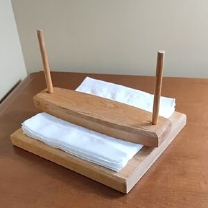 Wood Napkin Holder 8 x 7 Inches Hand Crafted Rustic Farmhouse Cottage Core Brown